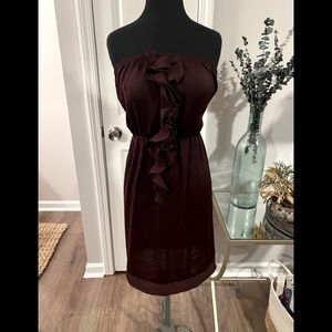 Banana republic maroon strapless ruffle dress size XL